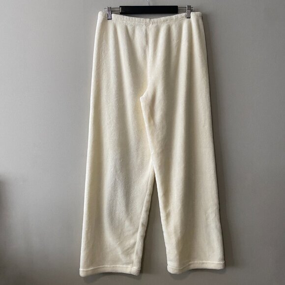 Women's Cozy Fuzzy Fleece Off White Pajama Pants - Picture 2 of 10